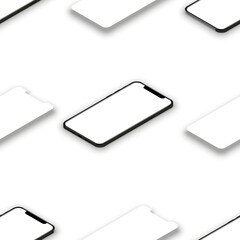 Aufkleber - 3D Mobile Phone isometric Realistic Perspective Mockup Template Vector on White Background