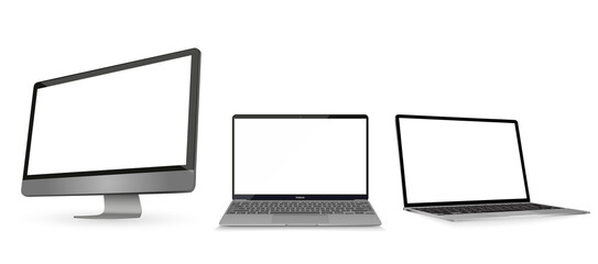 Poster - Laptop mockup with blank screen. Computer mockup set.