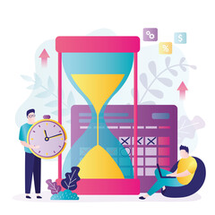 Wall Mural - Businessman make timetable online. Office workers effectively plan time for business