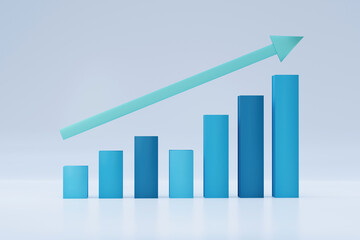Poster - bar chart improving business growth concept with uptrend arrow