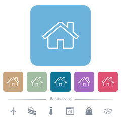 Poster - Home outline flat icons on color rounded square backgrounds