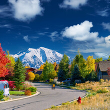 Residential Neighborhood In Colorado At Autumn