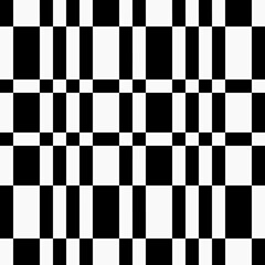Poster - Checker squares and rectangles cells wallpaper. Vector black and white chessboard canvas.