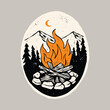 Camp fire and beauty nature graphic illustration vector art t-shirt design