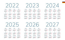 German Calendar For 2022, 2023, 2024, 2025, 2026, 2027. Week Starts On Monday