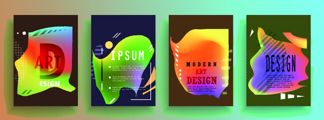 Poster - Artistic covers design. Creative colors backgrounds. Trendy futuristic design
