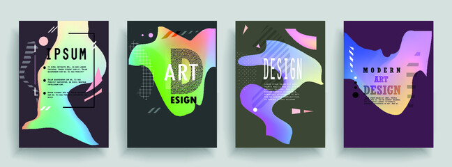 Poster - Artistic covers design. Creative colors backgrounds. Trendy futuristic design