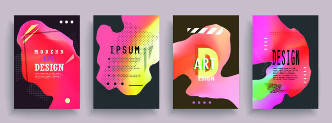 Poster - Artistic covers design. Creative colors backgrounds. Trendy futuristic design