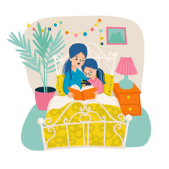 Poster - Mother Reading Book Composition