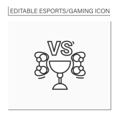 Esports tournament line icon. Competition between two teams. Fight for prizes. Cybersport concept. Isolated vector illustration.Editable stroke