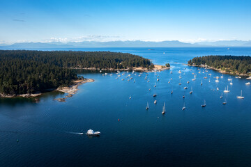 Sticker - Aerial shot of Newcastle Island near Nanaimo, Vancouver Island, BC Canada