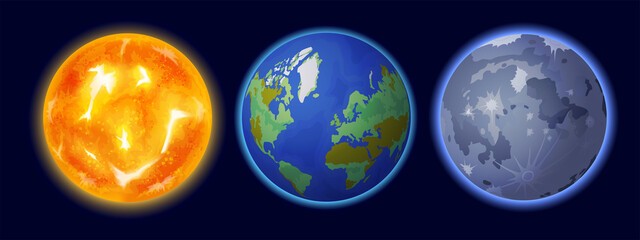 Wall Mural - space planet realistic set
