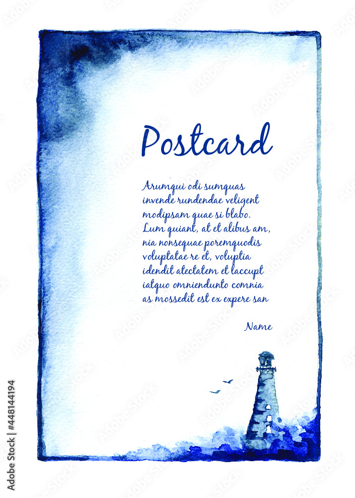 Lighthouse postcard - obrazy, fototapety, plakaty 