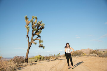 Business woman in the desert. 