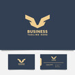Simple and minimalist winged letter V logo with business card