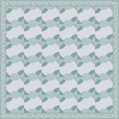 Poster -  scarf pattern design on red. Geometric ornament with frame, border. Bandanna, shawl, scarf, tablecloth design for textile fabric print 
