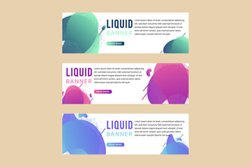 Poster - Fluid color covers set. gradient blue, green, and purple. Colorful liquid shapes. Vector design layout for horizontal banners, header templates, web banners, posters for party, sale and festival