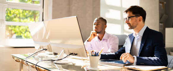 Poster - African American Business Man Employee Working In Office