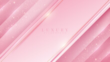 Pink Luxury Background With Glitter Gold Lines, Modern Cover Design. Vector Illustration.