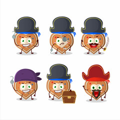 Poster - Cartoon character of gingerbread heart with various pirates emoticons