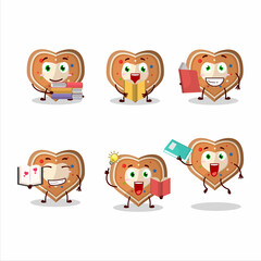 Sticker - A picture of gingerbread heart cartoon character concept reading an amusing book