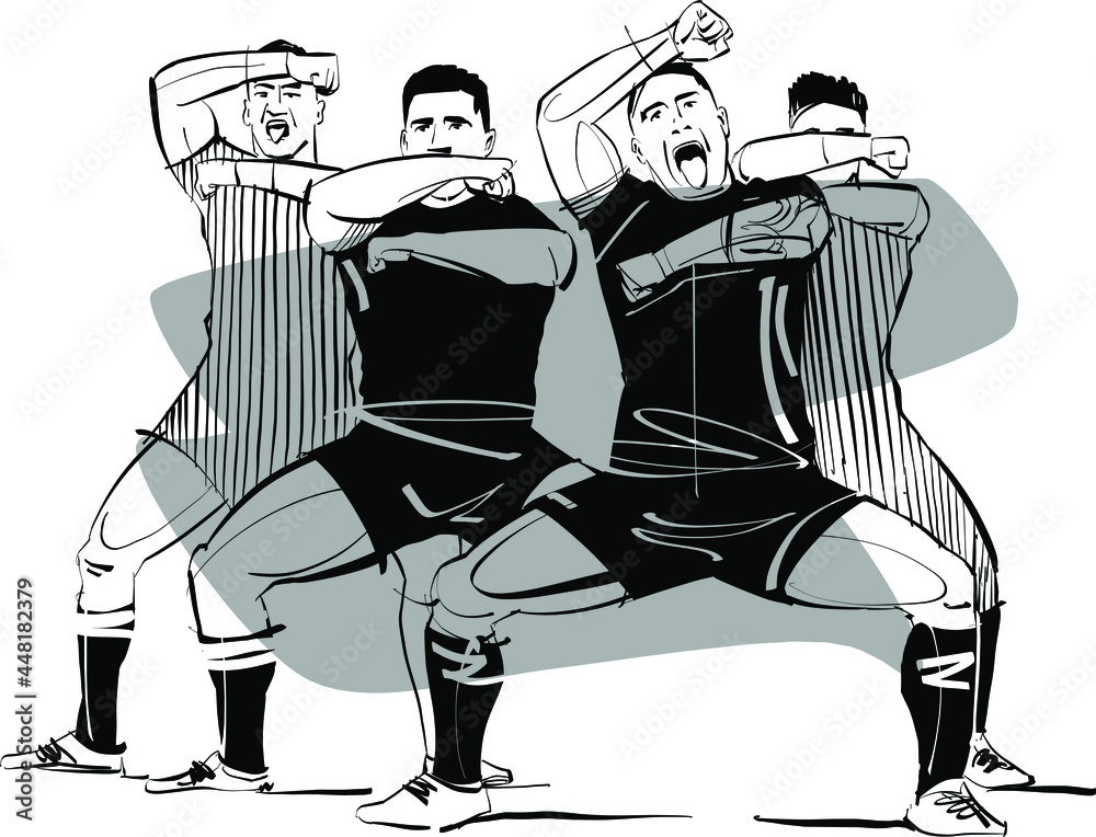 the vector sketch illustration of the rugby team players Stock Vector ...
