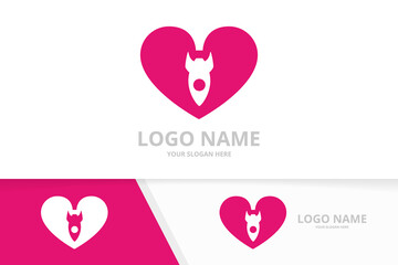 Sticker - Heart and rocket logo combination. Unique flight care logotype design template.