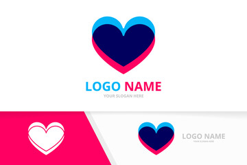 Sticker - Premium business heart logo combination. Love logotype design template.