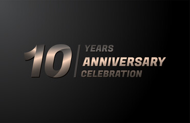 10 years gold anniversary celebration logotype, anniversary banner vector, isolated on black background