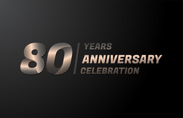 80 years gold anniversary celebration logotype, anniversary banner vector, isolated on black background