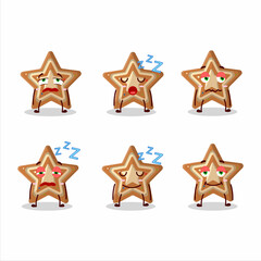 Sticker - Cartoon character of gingerbread star with sleepy expression