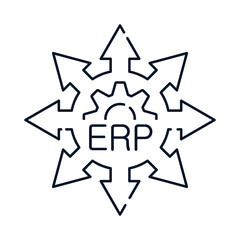 Poster - ERP system. Operation, delivery, optimization, implementation. Concept. Vector icon isolated on white background.