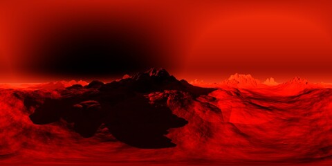 Wall Mural - sunset on Mars. HDRI . equidistant projection. Spherical panorama. panorama 360. environment map, 3d rendering