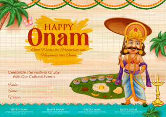 Canvas Print - Ccelebration background for Happy Onam festival of South India Kerala