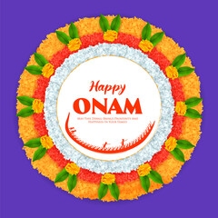 Canvas Print - Ccelebration background for Happy Onam festival of South India Kerala