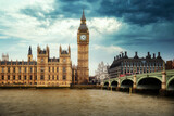 Fototapeta Big Ben - Typical view of London, Palace of Westminster with Big Ben