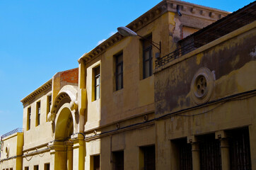 Cartagena, Spain, popular tourist cruise destination with a mix of futuristic minimalistic architecture and historic old town building construction with heritage facades and romantic alleys backstreet