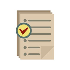Poster - Approved inventory papers icon flat isolated vector