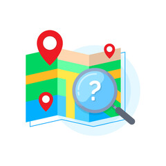 Aufkleber - paper map, search by location concept illustration flat design vector eps10. modern graphic element for landing page, empty state ui, infographic, icon