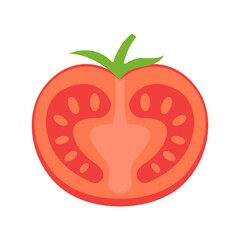 Sticker - Tasty half tomato icon flat isolated vector