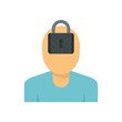 Mental person lock icon flat isolated vector