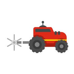 Poster - Farm tractor icon flat isolated vector