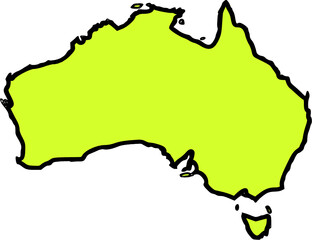vector map of australia in yellow color and with white background