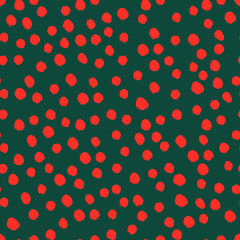 Wall Mural - Red polka dot pattern. Vector illustration. Simple circle pop pattern. Colorful retro background. Vector illustration. Hand drawn overlapping background for your design. Textile, blog decoration