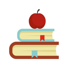 Poster - apple on book stack icon flat isolated vector