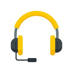 Poster - Lesson headset icon flat isolated vector