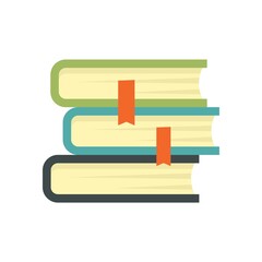 Fototapete - University book stack icon flat isolated vector