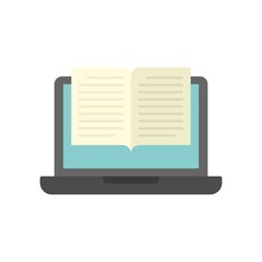 Poster - Laptop online book icon flat isolated vector