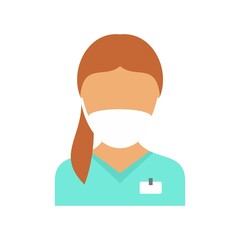 Sticker - Medical nurse icon flat isolated vector