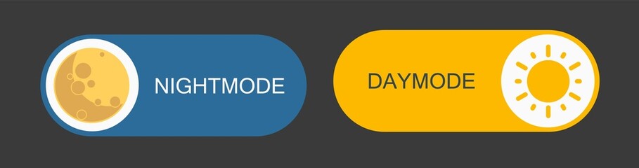 Poster - Daymode and Nightmode switch. Light filter toggle button. Sleeping mode turn on, off. On Off Switch.